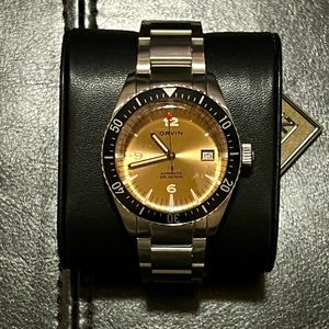NWT Orvin Stainless Steel Automatic Watch with bronze face and dive dial